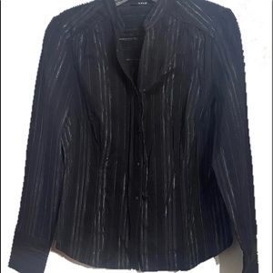 Black Silver Pinstripe Button Down Shirt